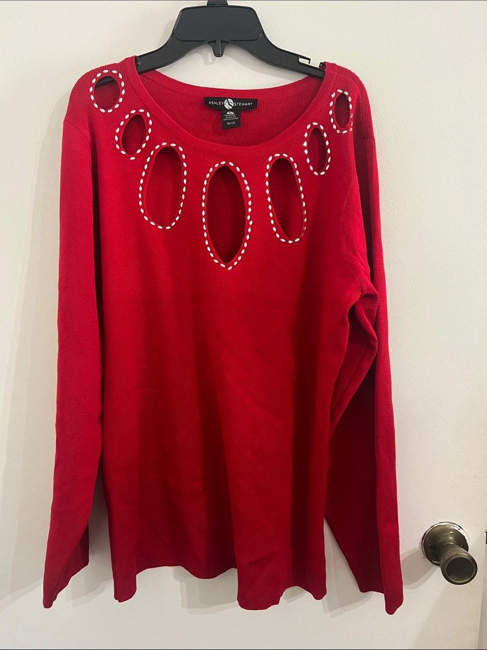 Ashley Stewart crystal cut red sweater size 18/20
